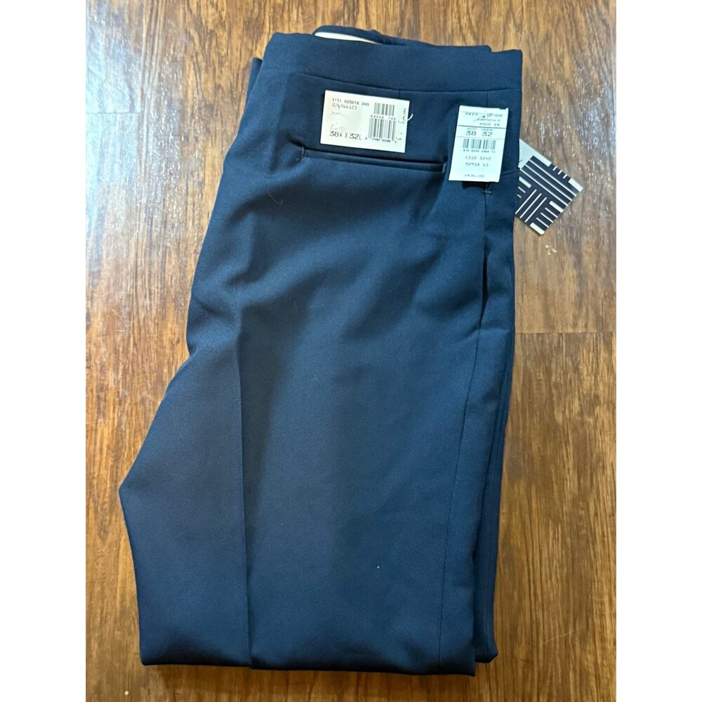 Haggar Men’s Navy Dress Pants 38 Flat Front Classic Fit Straight Polyester